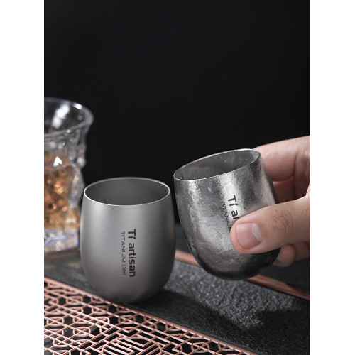 鈦工匠純鈦酒杯單層鈦杯啤酒杯鵝蛋杯家用二兩大茶杯白酒杯鈦酒杯
