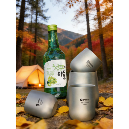 Kíno Gear純鈦杯水杯鵝蛋杯雙層防燙露營啤酒杯戶外茶杯隨手杯子