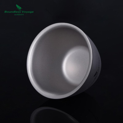 必唯純鈦小茶杯40ml迷你杯子茶具戶外野營雙層水杯鈦杯露營喝茶杯