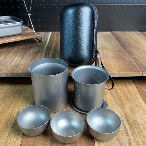 260ml鷹嘴泡茶器家用旅遊純鈦可攜式茶具純鈦茶具套裝純鈦杯平底