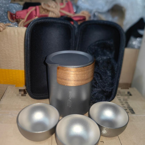 260ml鷹嘴泡茶器家用旅遊純鈦可攜式茶具純鈦茶具套裝純鈦杯平底