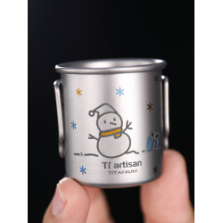鈦工匠純鈦聖誕馬克杯戶外可攜式鈦杯雪人薑餅人咖啡杯家用鈦水杯子