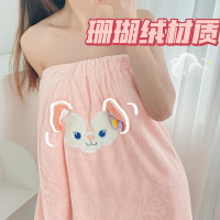 可愛浴巾女冬季速乾吸水不掉毛浴裙可穿可裹毛巾套裝浴袍式三件套