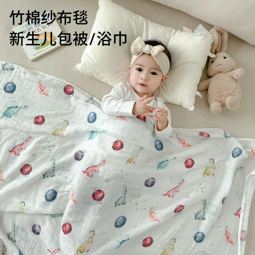 a類紗布蓋毯抱被包巾竹棉浴巾新生兒用品 寶寶包單包被嬰兒初生兒