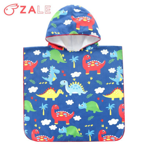 ZALE Beach Cloaks M鬥篷纖維海洋印花浴袍浴巾兒童沙灘