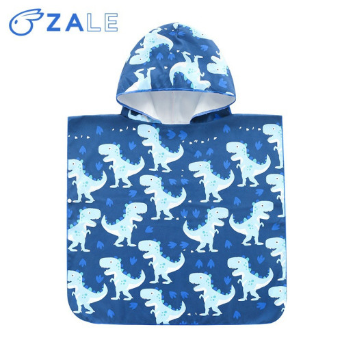 ZALE Beach Cloaks M鬥篷纖維海洋印花浴袍浴巾兒童沙灘