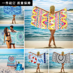 曼陀羅超細纖維毛圈布沙灘巾浴巾海邊坐毯披肩擦汗巾鋪毯坐毯