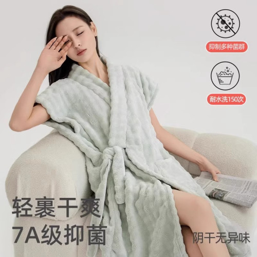 浴袍a類女專用可穿式浴巾珊瑚絨加厚比純棉吸水速乾不掉毛家用