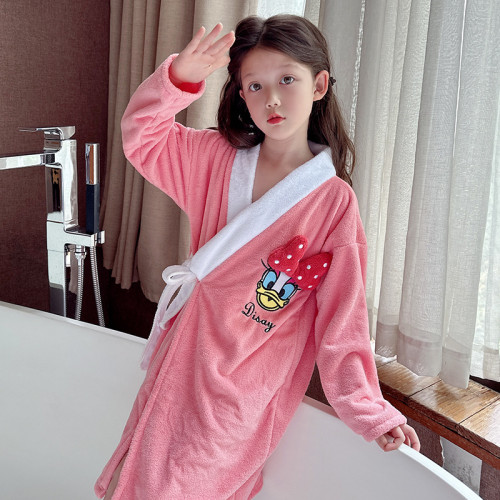 珊瑚絨浴巾兒童浴袍毛巾卡通女童男童浴裙家居服吸水加厚洗澡爆款