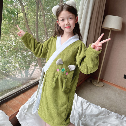 珊瑚絨浴巾兒童浴袍毛巾卡通女童男童浴裙家居服吸水加厚洗澡爆款