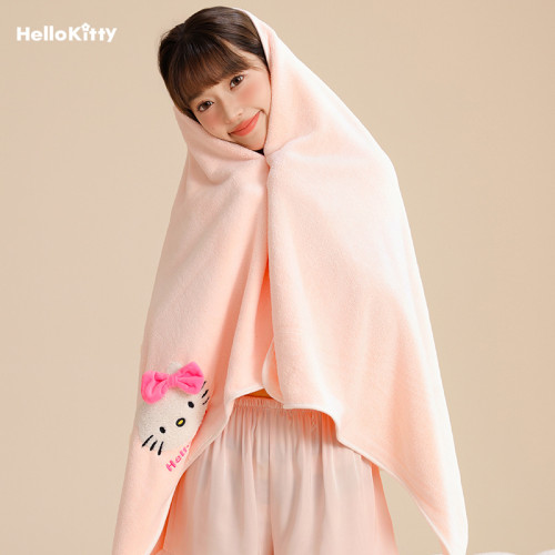 HelloKitty浴巾正版可愛包頭巾珊瑚絨吸水兒童卡通速乾帽毛巾套裝
