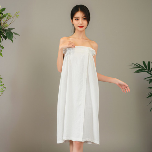 美容院浴裙可穿抹胸浴巾女居家睡衣裙裹胸親膚客人服浴袍純色 美容院浴裙可穿抹胸浴巾女居家睡衣裙裹胸親膚客人服浴袍純色