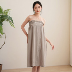 美容院浴裙吸水薄款客人服非純棉開釦可穿浴巾套頭睡裙客人服