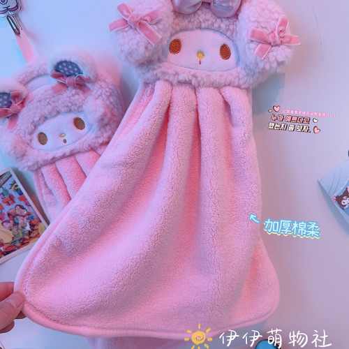 可愛美樂蒂小羊擦手巾卡通吸水速乾洗手抹布可掛式兒童擦手小方巾