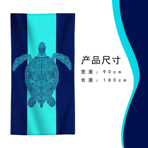 TEMU TIKTOK超細纖維沙灘巾90*180遊泳吸水印花沙灘浴巾速乾
