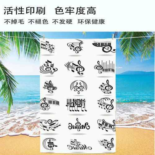 JIT纖維沙灘巾雙面絨吸水速乾浴巾加厚印花遊泳毛巾