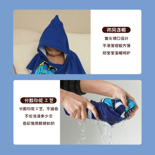 寶寶連帽浴巾卡通帶帽嬰兒浴袍沙灘兒童披風大號吸水兒童浴巾鬥篷