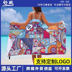 遊泳速乾浴巾纖維大毛巾數碼印沙灘巾海邊運動鬥篷