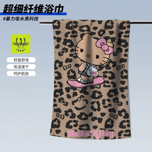 HelloKitty沙灘巾浴巾運動浴巾超細纖維印花沙灘巾速乾吸水浴巾 HelloKitty沙灘巾浴巾運動浴巾超細纖維印花沙灘巾速乾吸水浴巾