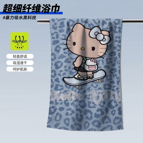 HelloKitty沙灘巾浴巾運動浴巾超細纖維印花沙灘巾速乾吸水浴巾 HelloKitty沙灘巾浴巾運動浴巾超細纖維印花沙灘巾速乾吸水浴巾