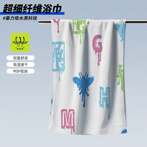 四方連續印花浴巾戶外遊泳必備沙灘巾吸水速乾浴巾運動浴巾不掉毛