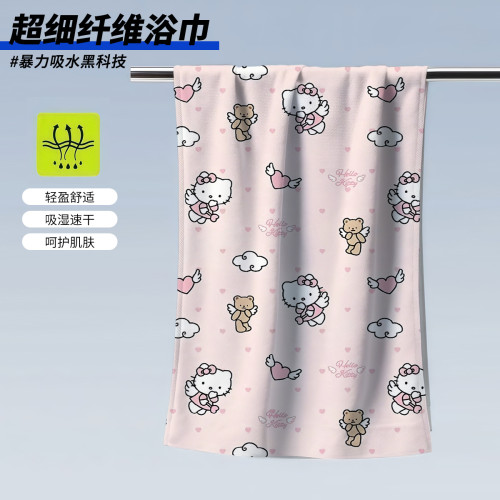 kitty貓印花浴巾吸水速乾運動毛巾健身浴巾戶外遊泳必備沙灘巾夏 kitty貓印花浴巾吸水速乾運動毛巾健身浴巾戶外遊泳必備沙灘巾夏