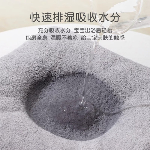 小粉貓抱被連帽鬥篷兒童浴巾新生嬰兒洗澡速乾包巾珊瑚絨帶帽浴袍
