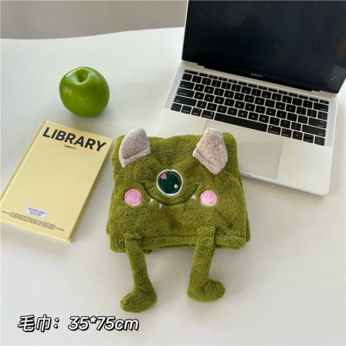 可愛卡通綠色大眼怪浴裙少女吸水速乾不掉毛家用浴巾乾髮帽大毛巾 可愛卡通綠色大眼怪浴裙少女吸水速乾不掉毛家用浴巾乾髮帽大毛巾