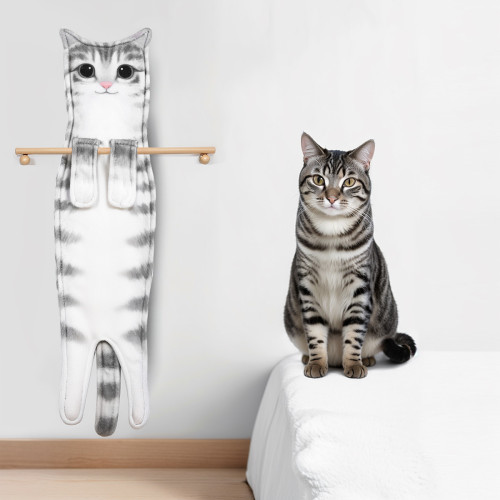 創意逼真貓咪可懸掛擦手巾可愛卡通仿真貓貓毛巾吸水洗臉巾 創意逼真貓咪可懸掛擦手巾可愛卡通仿真貓貓毛巾吸水洗臉巾
