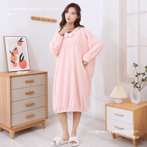 秋冬浴袍可穿浴巾女家用珊瑚絨吸水柔軟速乾浴裙洗澡睡袍睡衣連帽 秋冬浴袍可穿浴巾女家用珊瑚絨吸水柔軟速乾浴裙洗澡睡袍睡衣連帽