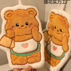 黃油小熊擦手巾掛式廚房浴室吸水速乾毛巾兒童手帕抹布不掉毛