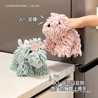 卡通小狗掛式擦手巾雪尼爾可愛擦手公仔廚房吸水加厚不掉毛擦手布