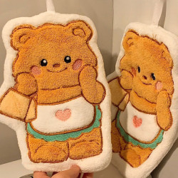 廚房小熊擦手巾掛式毛抹布黃油兒童手帕不掉浴室速乾毛巾吸水其他