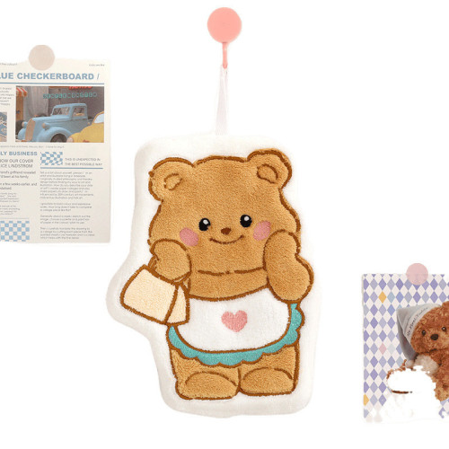 廚房小熊擦手巾掛式毛抹布黃油兒童手帕不掉浴室速乾毛巾吸水其他