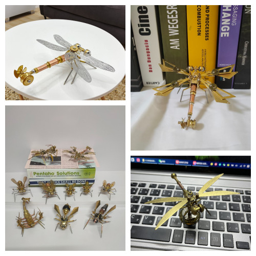 蒸汽龐克機械崑蟲蜻蜓成品diy組裝包拼裝手工工藝品男孩個性禮物