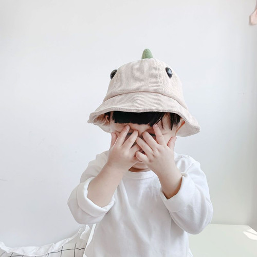 兒童帽子春秋季寶寶漁夫帽恐龍秋冬男童潮秋天嬰兒1嵗0可愛女童萌