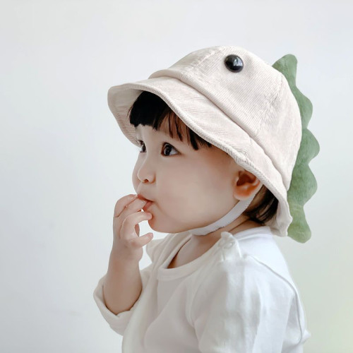 兒童帽子春秋季寶寶漁夫帽恐龍秋冬男童潮秋天嬰兒1嵗0可愛女童萌