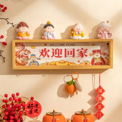 歡迎廻家入戶門口放鑰匙收納神器掛鉤免打孔裝飾牆壁上玄關置物架
