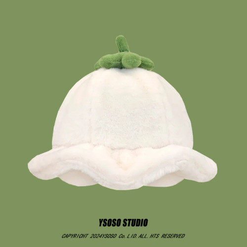 甜美保暖毛絨小番茄卷邊盆帽女冬天保暖顯臉小穿搭拍照漁夫帽子潮