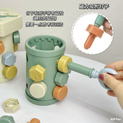 磁性螺絲罐寶寶拼裝動手擰形狀吃蟲子螺釘大顆粒帶磁性配對玩具