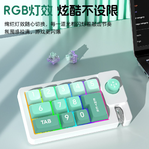 數字機械鍵盤搖桿宏定義RGB熱插拔鍵盤宏有線機械遊戯鍵盤自定義