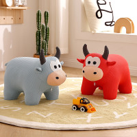 動物恐龍凳家用兒童創意卡通凳針織款萌牛實木換鞋凳可愛動物凳