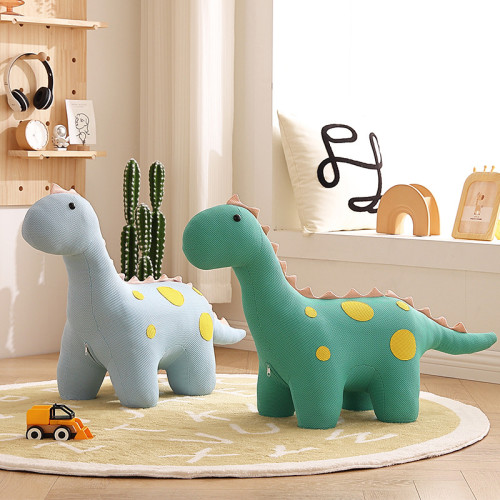 動物恐龍凳家用兒童創意卡通凳針織款萌牛實木換鞋凳可愛動物凳