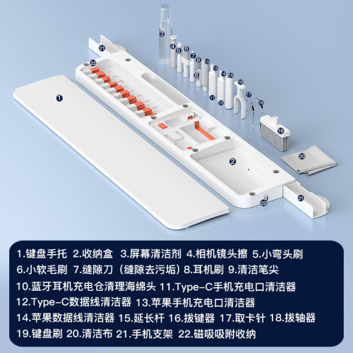 二十二合一多功能清潔套裝辦公護腕鍵盤手托皮革海綿手托