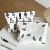 韓系小型貓咪化妝包可愛大容量洗漱包化妝品簡約少女心收納小袋子