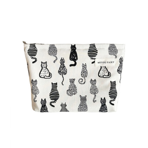 韓系小型貓咪化妝包可愛大容量洗漱包化妝品簡約少女心收納小袋子