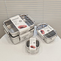 可微波爐加熱帶飯便當盒 304不鏽鋼保鮮盒飯盒冰箱冷藏密封收納盒