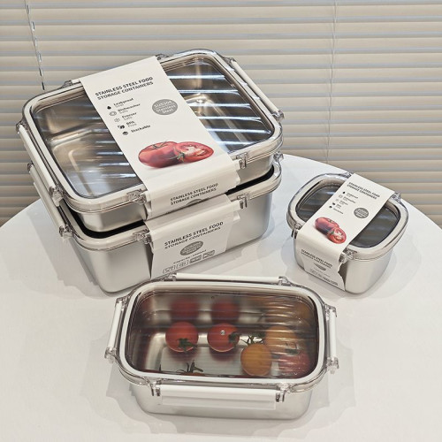 可微波爐加熱帶飯便當盒 304不鏽鋼保鮮盒飯盒冰箱冷藏密封收納盒