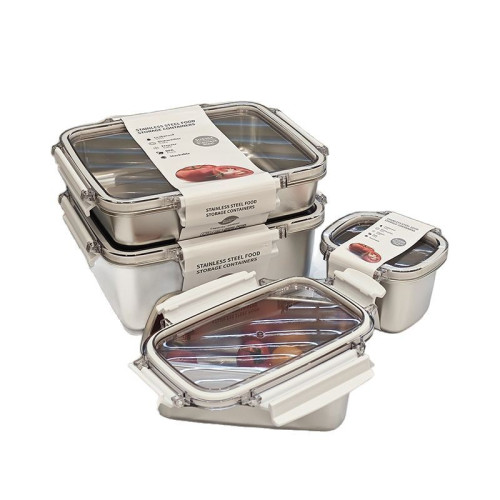 可微波爐加熱帶飯便當盒 304不鏽鋼保鮮盒飯盒冰箱冷藏密封收納盒