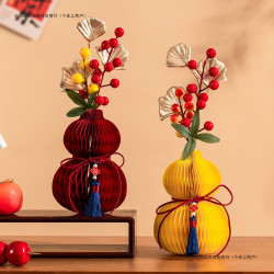 2026年新年葫蘆蜂窩裝飾擺件創意插花瓶新款元旦春節桌面布置用品